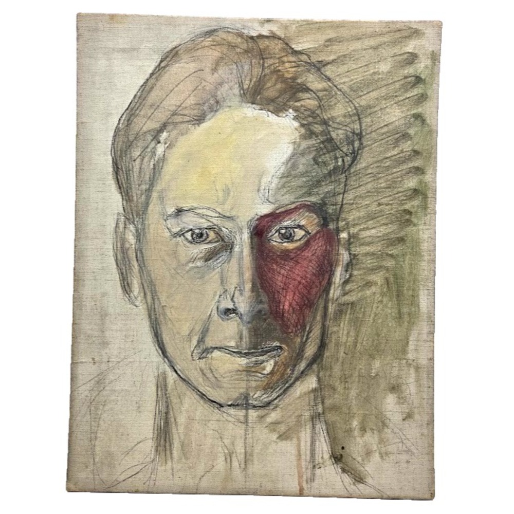 Original Signed Mixed Media Art Painting Paris France Abstract Portrait OOAK